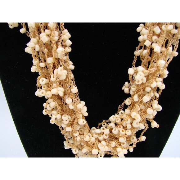 Boho Style Seed Bead Multi Strand Small Chain Necklace Fashion Beach Summer Vtg - Picture 2 of 10